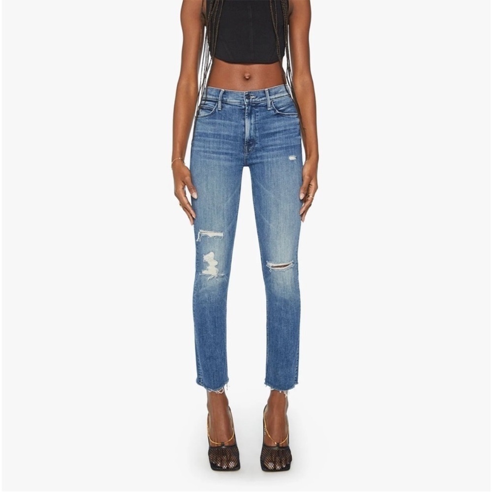 MOTHER The Swooner Ankle Fray Jean Weekend Warrior Mid Rise Stretch Sz 26